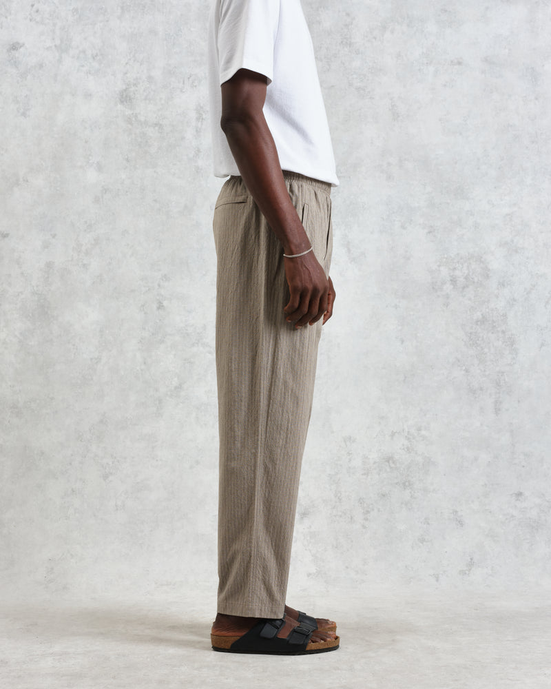 wax london men's Tyne - Natural Chalk Stripe Trousers