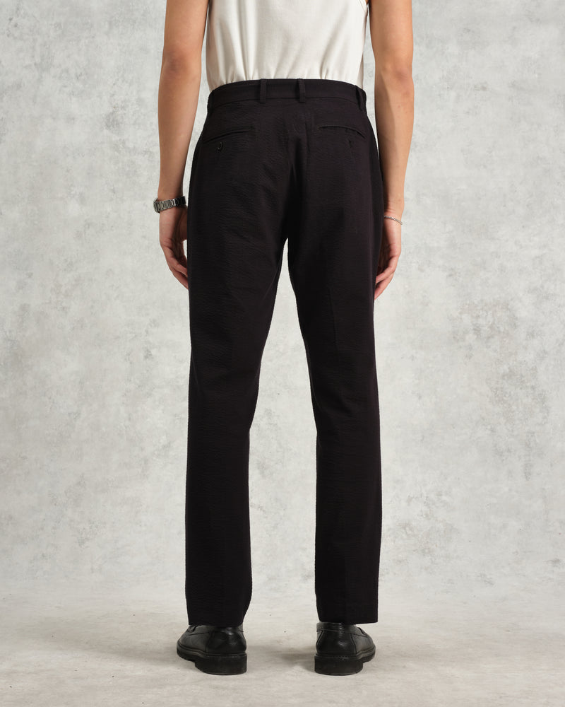 wax london men's Alp - Black Seersucker Trousers