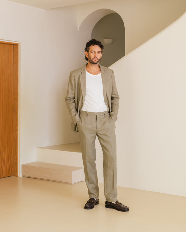 wax london Alp - Khaki Linen Trousers