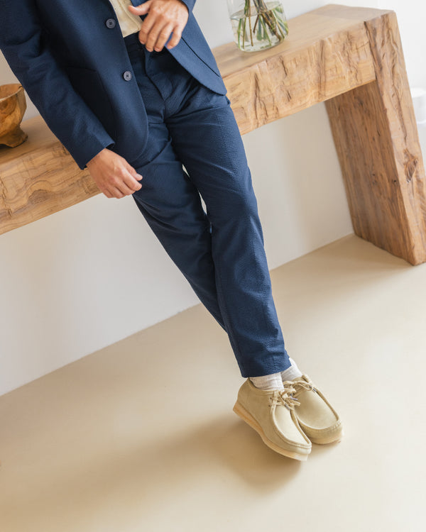 wax london Alp - Navy Seersucker Trousers