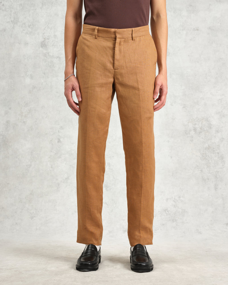 wax london men's Alp - Tan Linen Trousers