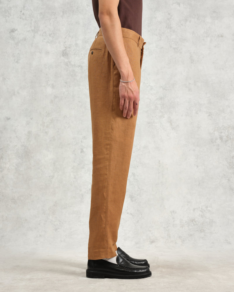 wax london men's Alp - Tan Linen Trousers