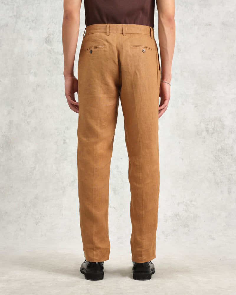 wax london men's Alp - Tan Linen Trousers