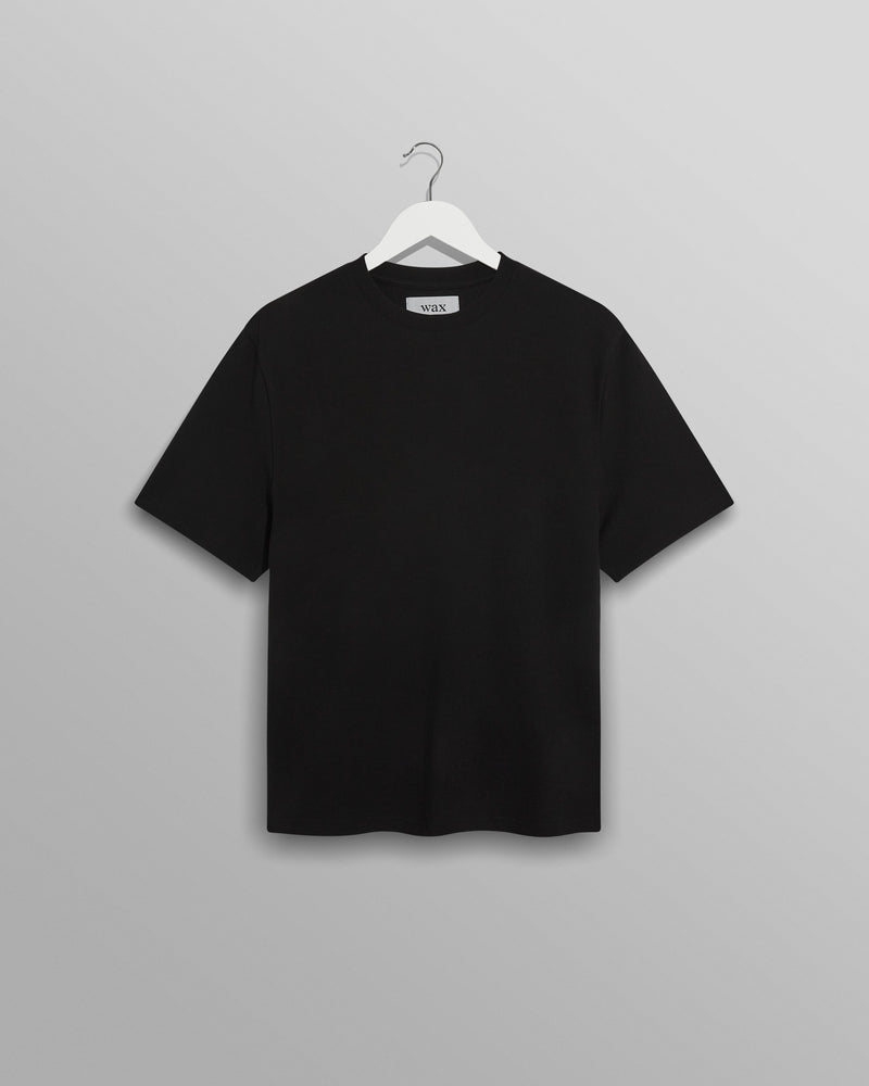 wax london men's Dean - Black Textured Organic Cotton T-Shirt