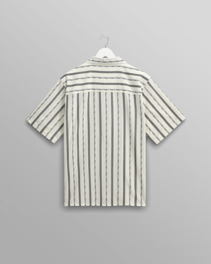 wax london men's Didcot - Ecru Fleck Stripe Short-Sleeve Shirt