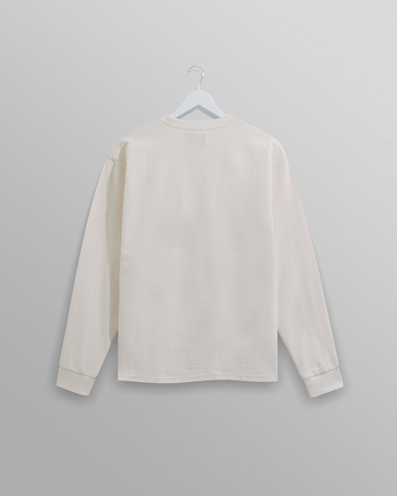 wax london men's Hayden - Ecru Textured Organic Cotton Long Sleeve T-Shirt