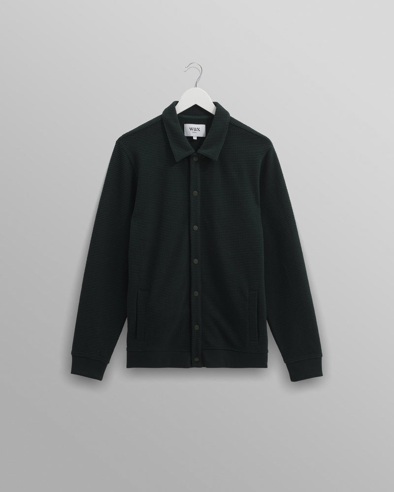 wax london Hays - Dark Green Waffle Overshirt