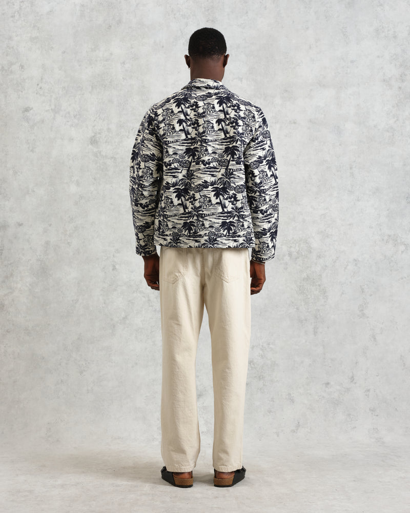 wax london men's Iggy - Navy And Ecru Beach Jacquard Jacket