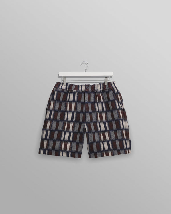 wax london Kurt - Navy And Red Ombre Grid Shorts