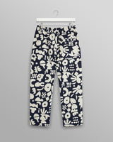 wax london men's Kurt - Navy And Ecru Spin Jacquard Trousers