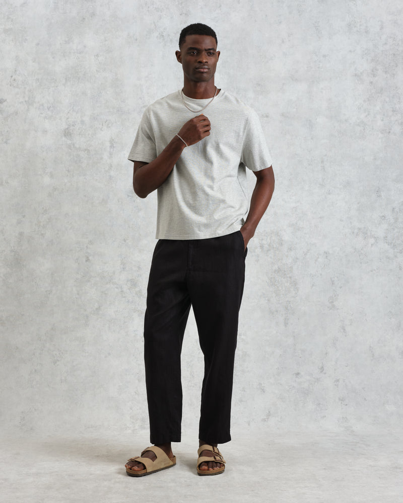 wax london men's Kurt - Washed Black Linen Trousers