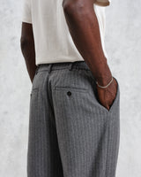 wax london men's Malham - Charcoal Grey Pinstripe Wool Trousers