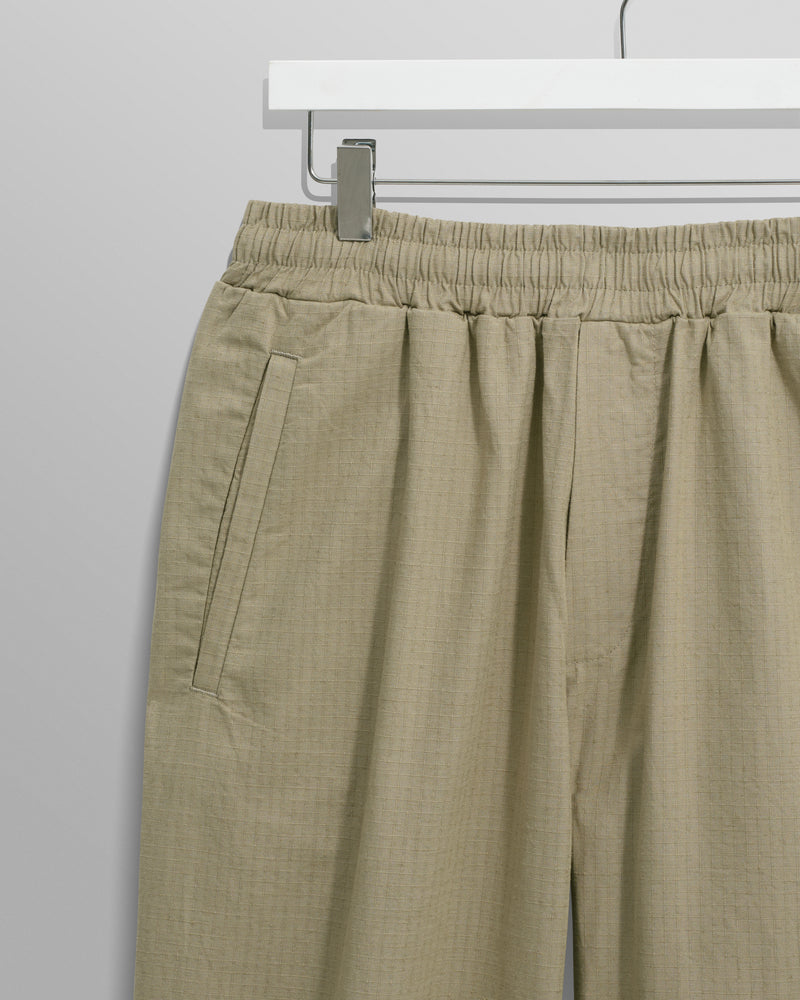wax london Tyne - Light Khaki Linen Ripstop Trousers