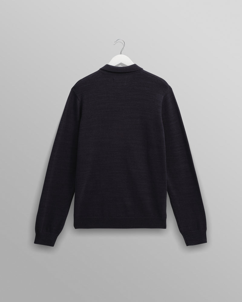 wax london men's Wayfarer - Navy Slub Cotton And Linen Cardigan