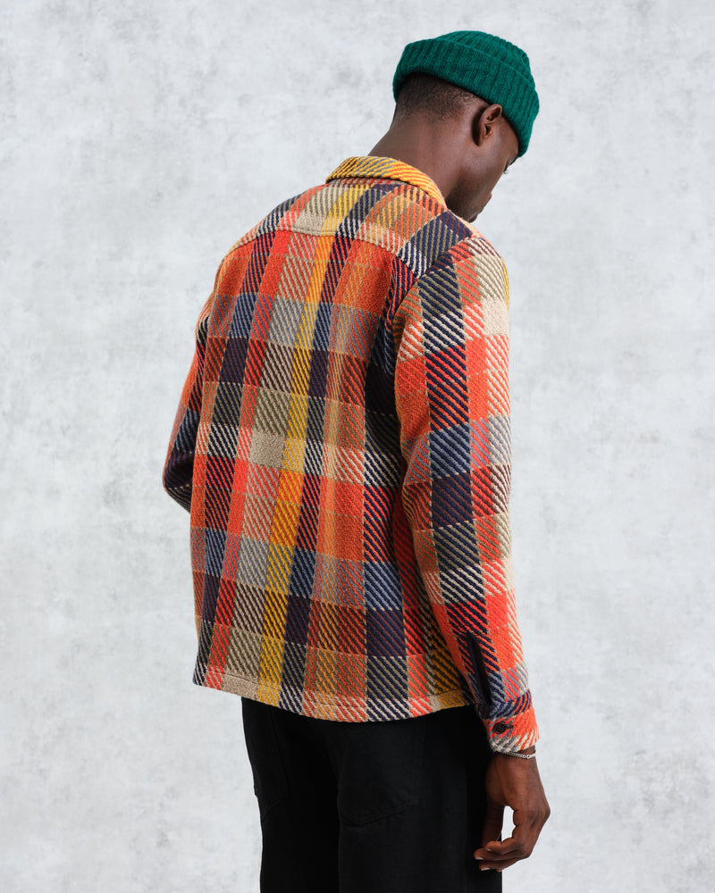wax london Whiting - Orange Pike Check Overshirt
