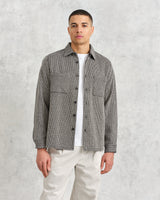 wax london men's Whiting Overshirt Black/Ecru Stepney
