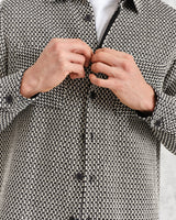 wax london men's Whiting Overshirt Black/Ecru Stepney