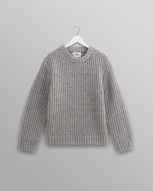 wax london men's Wilde - Blue Heavyweight Knit Jumper